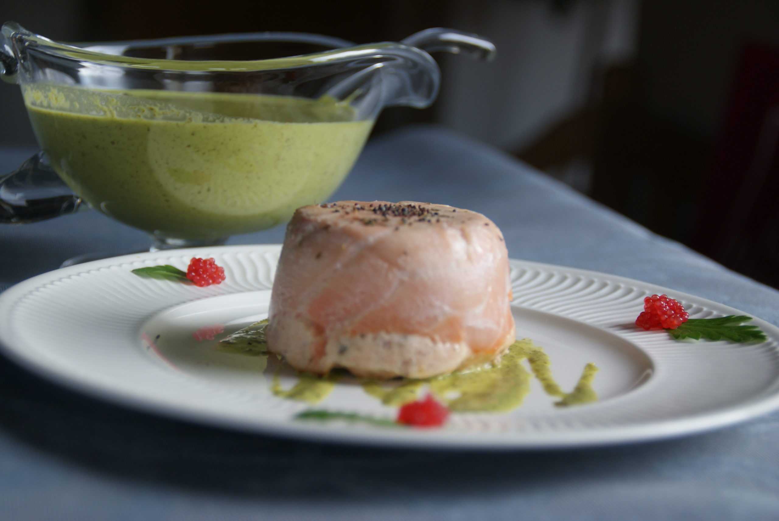 Charlottes aux 3 poissons sauce verte