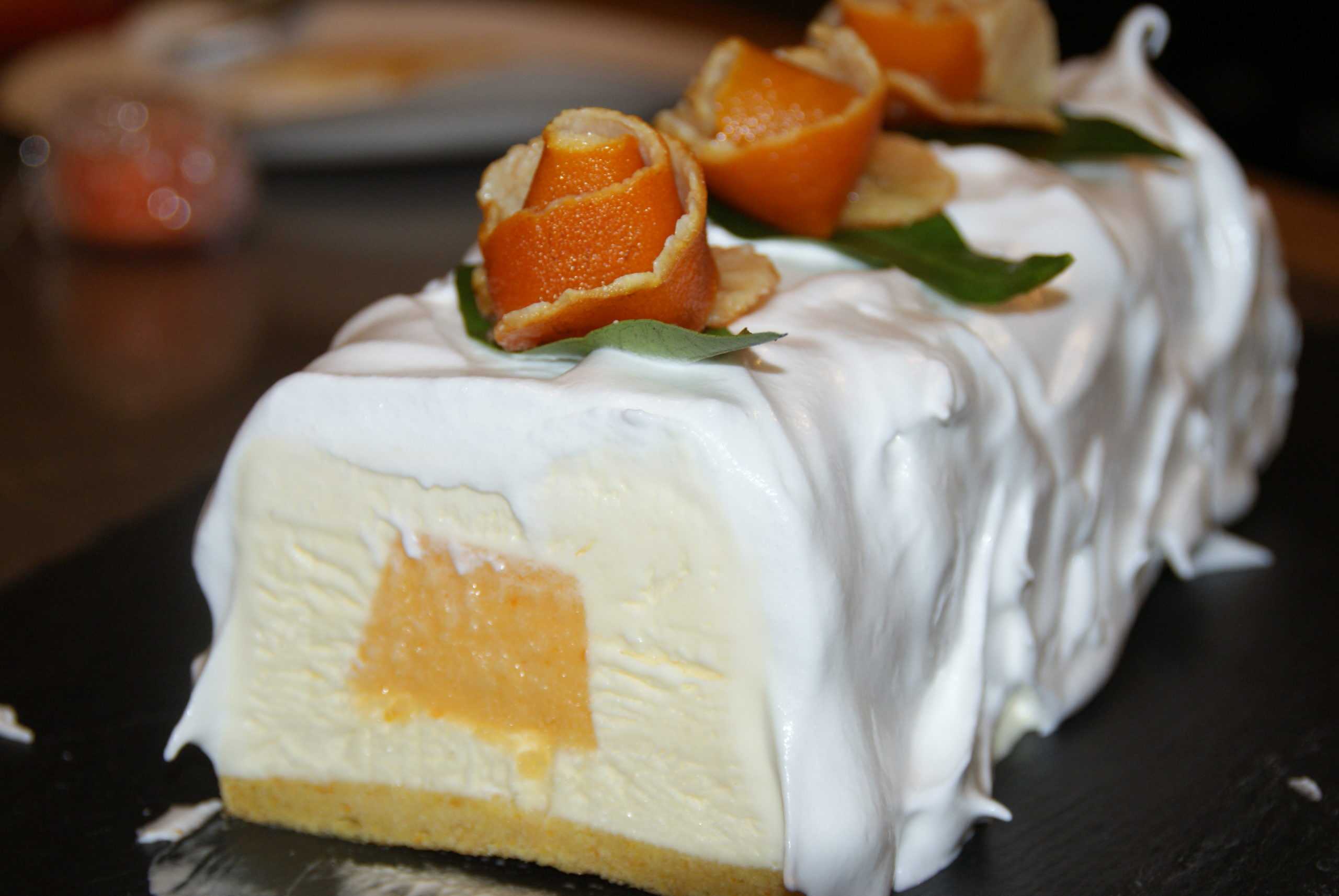 Bûche glacée Mascarpone coeur Mandarine