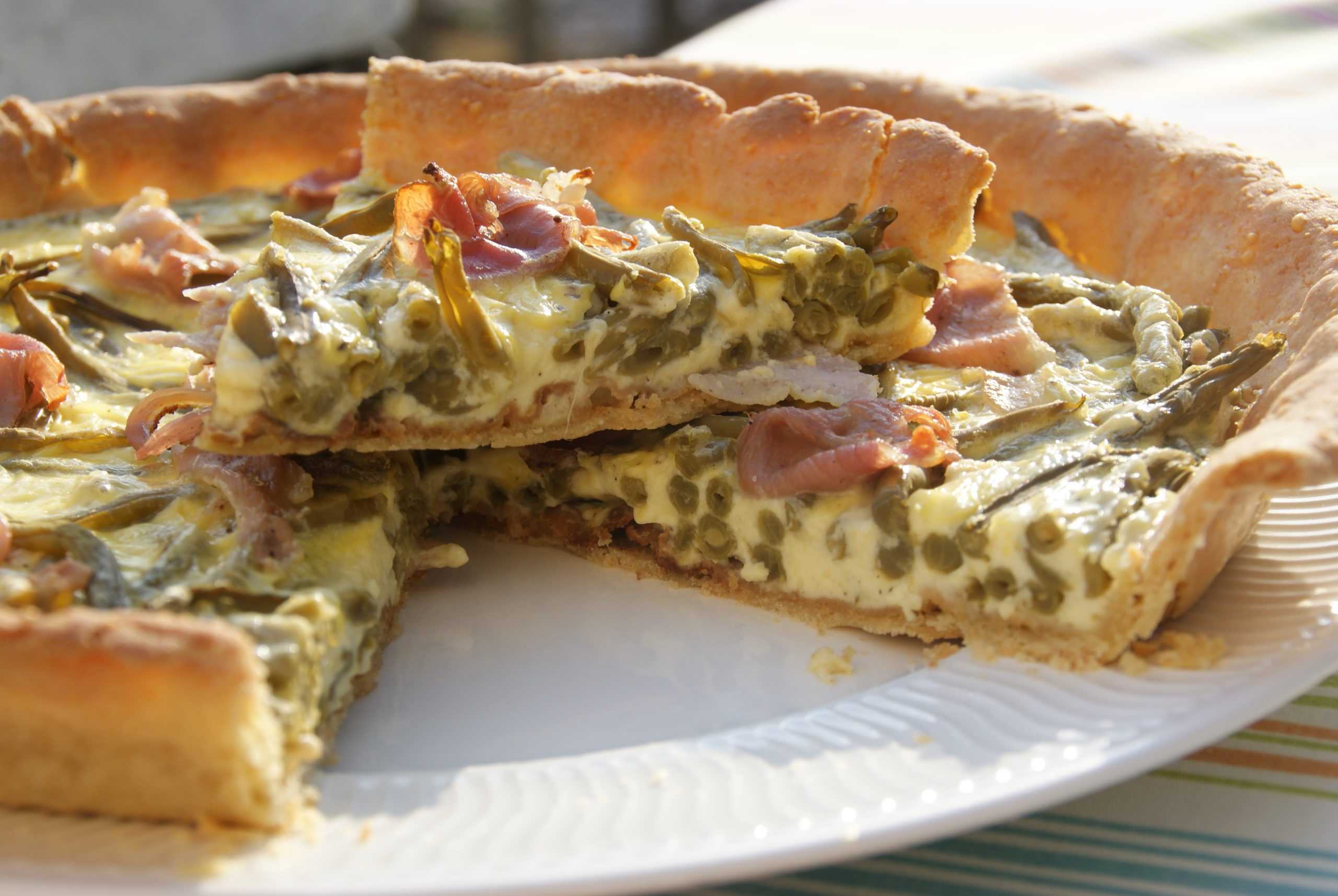 Tarte sablée aux haricots verts et chèvre frais