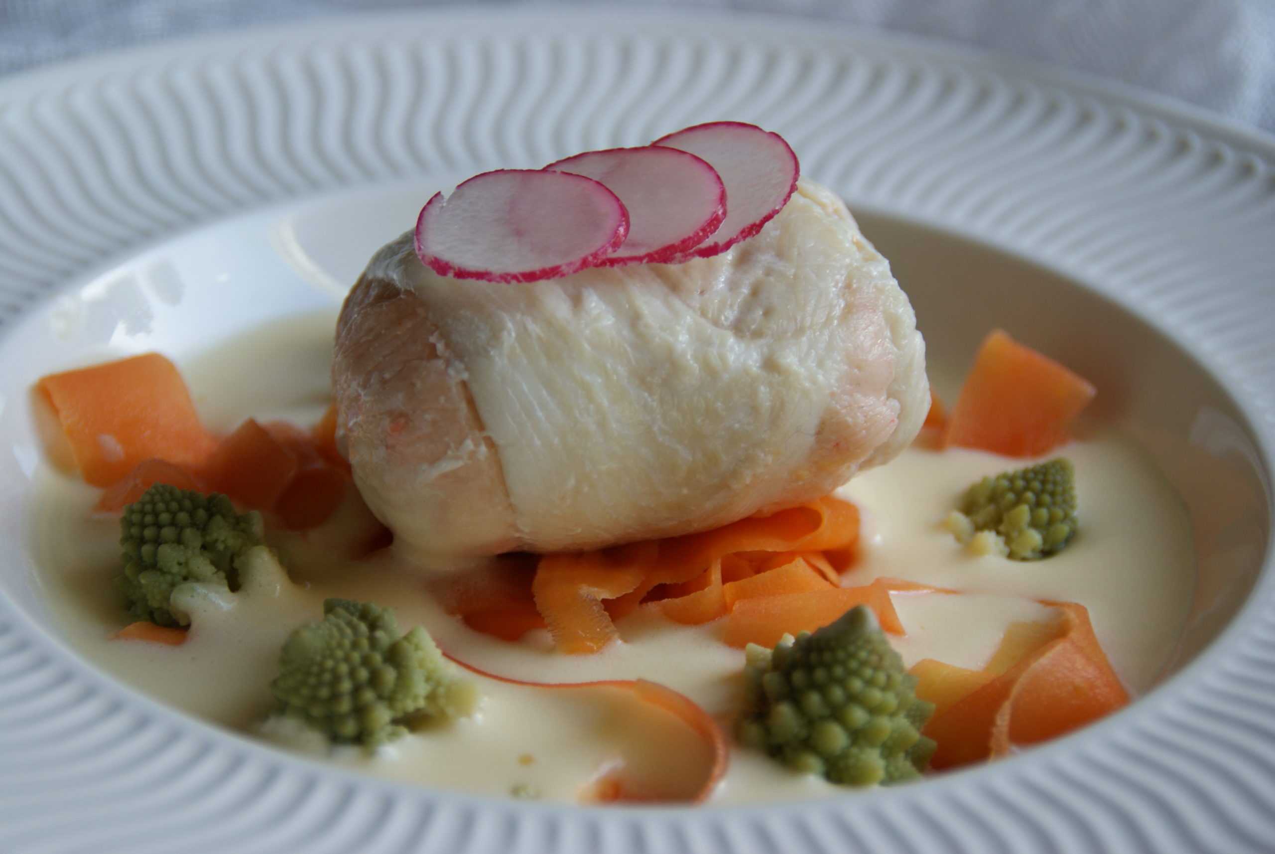 Roulés de plies aux crevettes, Sabayon de Champagne