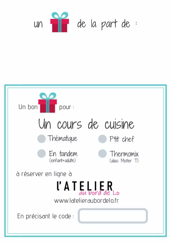 Bon cadeau à imprimer